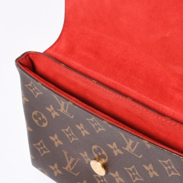 極美品 LOUIS VUITTON ルイヴィトン ロッキーBB ハンドバッグ M44080 モノグラム ブラウン レッド 中古 4a000253