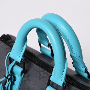 Very good condition LOUIS VUITTON Keepall Bandouliere 25 2WAY bag M11645 Monogram Eclipse Gray Turquoise Used 4a000819