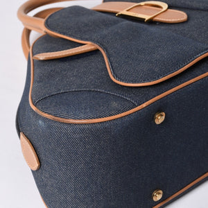 Christian Dior MA-0051 Denim Fabric Handbag Navy Blue Good Condition Used 4a000822