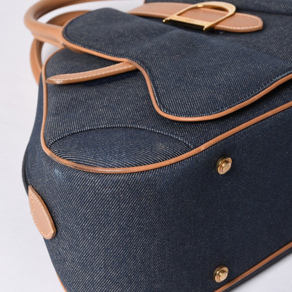 Christian Dior MA-0051 Denim Fabric Handbag Navy Blue Good Condition Used 4a000822