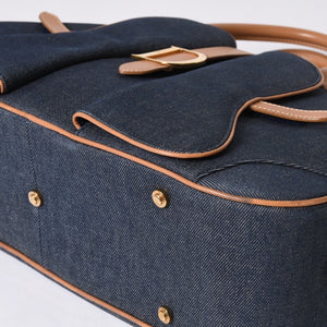 Christian Dior MA-0051 Denim Fabric Handbag Navy Blue Good Condition Used 4a000822