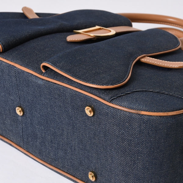 Christian Dior MA-0051 Denim Fabric Handbag Navy Blue Good Condition Used 4a000822