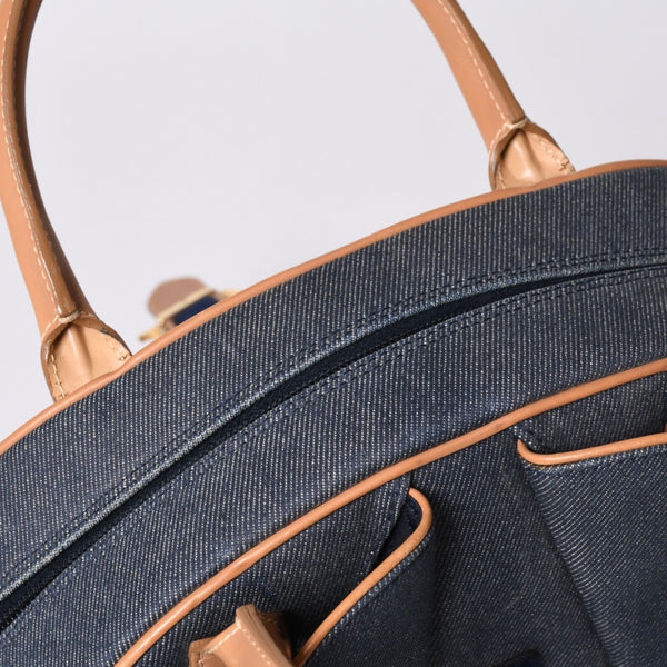 Christian Dior MA-0051 Denim Fabric Handbag Navy Blue Good Condition Used 4a000822