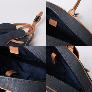 Christian Dior MA-0051 Denim Fabric Handbag Navy Blue Good Condition Used 4a000822
