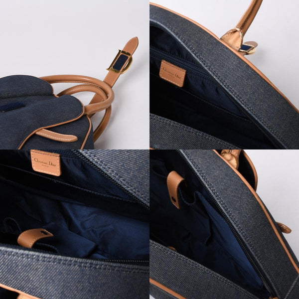 Christian Dior MA-0051 Denim Fabric Handbag Navy Blue Good Condition Used 4a000822