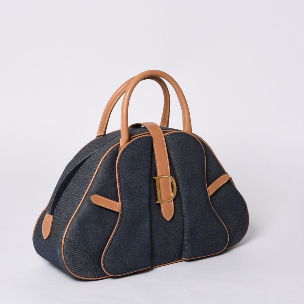 Christian Dior クリスチャンディオール MA-0051 デニム生地 ハンドバッグ ネイビーブルー 美品 中古 4a000822