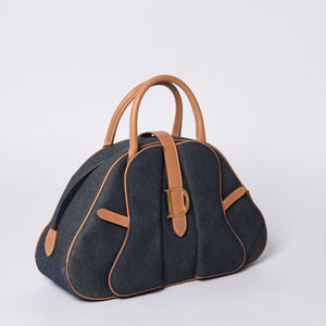 Christian Dior MA-0051 Denim Fabric Handbag Navy Blue Good Condition Used 4a000822