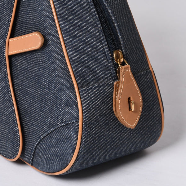 Christian Dior MA-0051 Denim Fabric Handbag Navy Blue Good Condition Used 4a000822