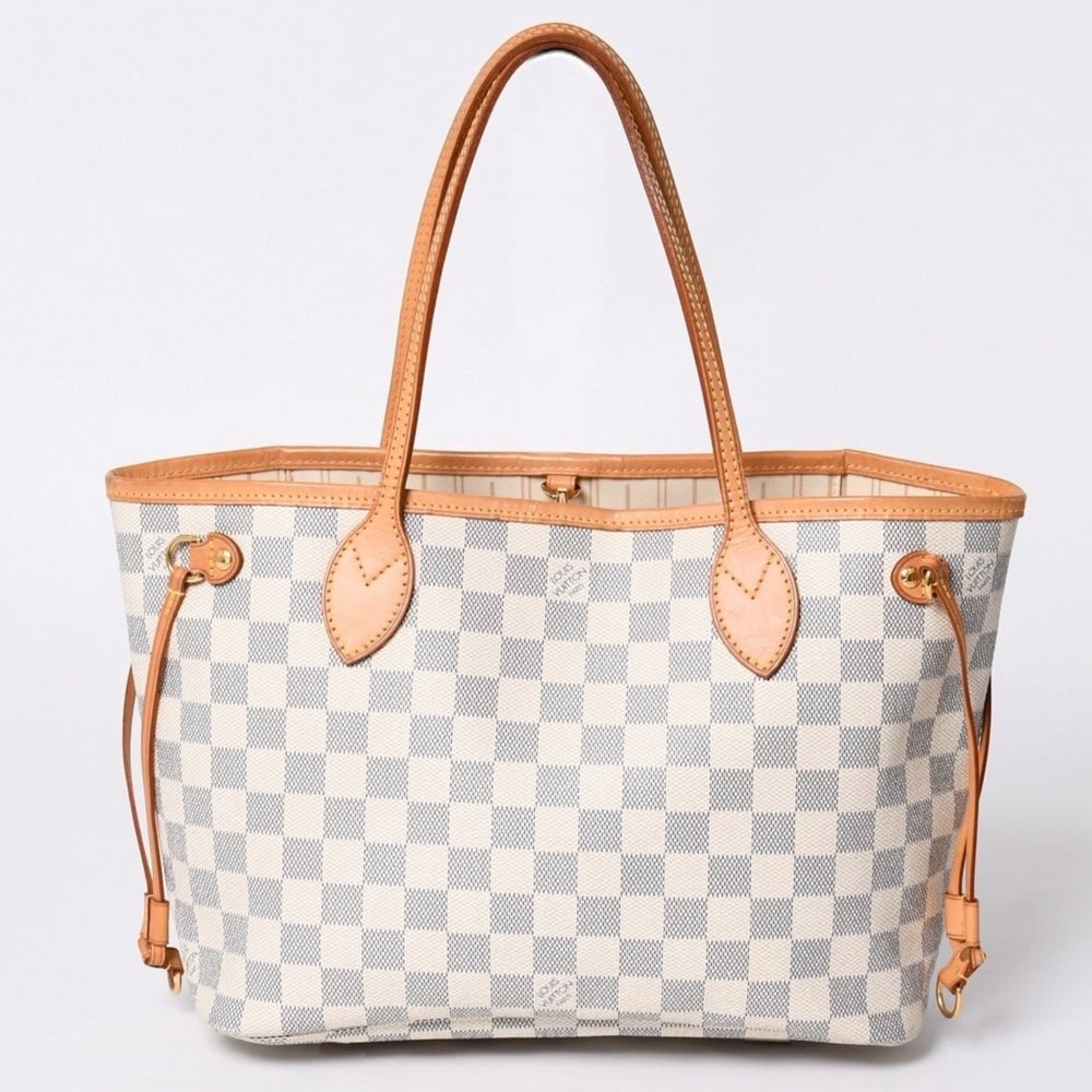 LOUIS VUITTON ルイヴィトン トートバッグ ネヴァーフルPM N51110 ダミエ アズール キャンバス ホワイト 美品 中古 4a000781