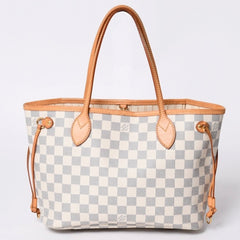 LOUIS VUITTON Tote Bag Neverfull PM N51110 Damier Azur Canvas White Good Condition Used 4a000781