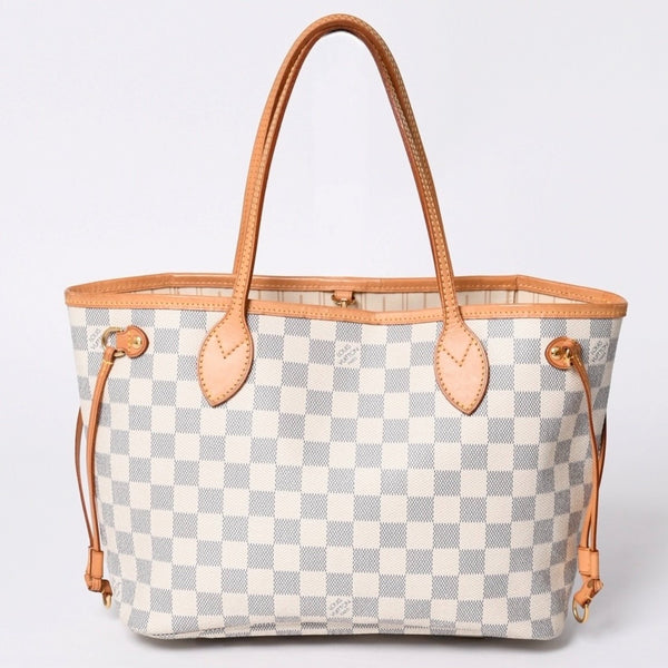 LOUIS VUITTON Tote Bag Neverfull PM N51110 Damier Azur Canvas White Good Condition Used 4a000781