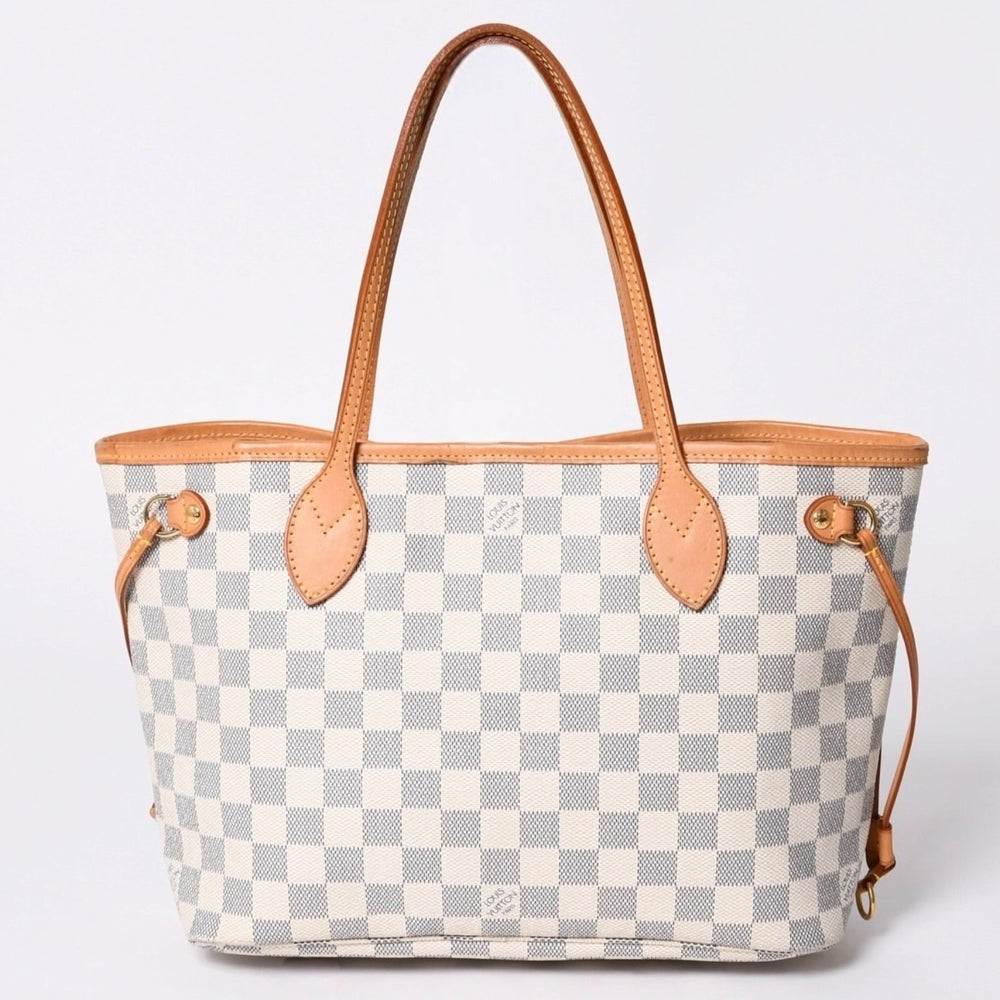 LOUIS VUITTON ルイヴィトン トートバッグ ネヴァーフルPM N51110 ダミエ アズール キャンバス ホワイト 美品 中古 4a000781
