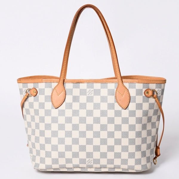 LOUIS VUITTON Tote Bag Neverfull PM N51110 Damier Azur Canvas White Good Condition Used 4a000781