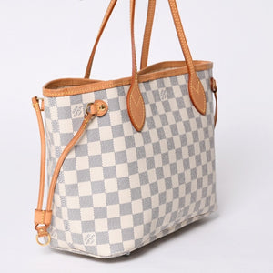 LOUIS VUITTON Tote Bag Neverfull PM N51110 Damier Azur Canvas White Good Condition Used 4a000781
