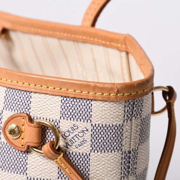 LOUIS VUITTON Tote Bag Neverfull PM N51110 Damier Azur Canvas White Good Condition Used 4a000781