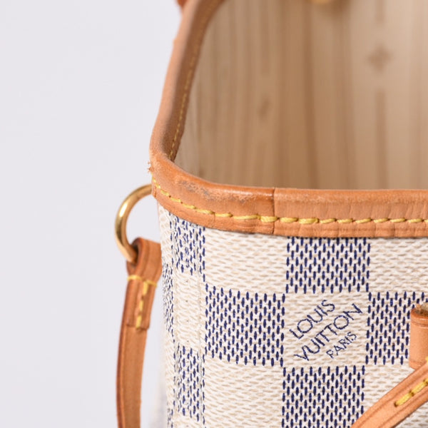 LOUIS VUITTON Tote Bag Neverfull PM N51110 Damier Azur Canvas White Good Condition Used 4a000781
