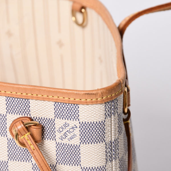 LOUIS VUITTON Tote Bag Neverfull PM N51110 Damier Azur Canvas White Good Condition Used 4a000781
