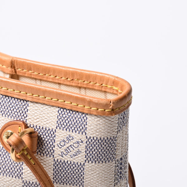 LOUIS VUITTON Tote Bag Neverfull PM N51110 Damier Azur Canvas White Good Condition Used 4a000781