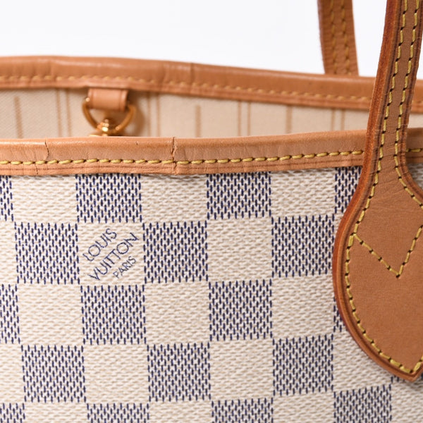 LOUIS VUITTON Tote Bag Neverfull PM N51110 Damier Azur Canvas White Good Condition Used 4a000781