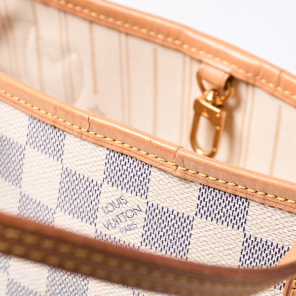 LOUIS VUITTON Tote Bag Neverfull PM N51110 Damier Azur Canvas White Good Condition Used 4a000781
