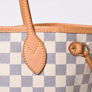 LOUIS VUITTON Tote Bag Neverfull PM N51110 Damier Azur Canvas White Good Condition Used 4a000781