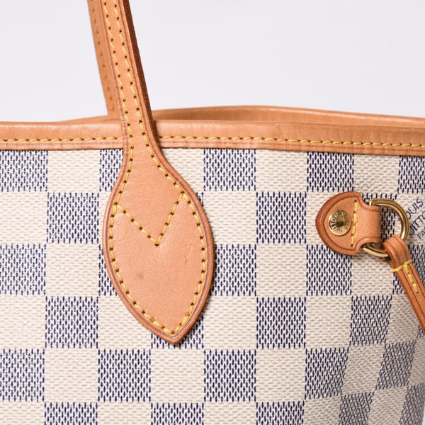 LOUIS VUITTON Tote Bag Neverfull PM N51110 Damier Azur Canvas White Good Condition Used 4a000781