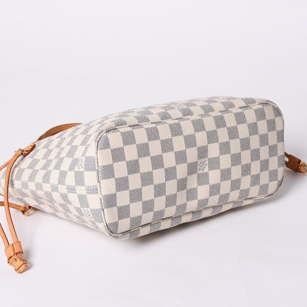 LOUIS VUITTON Tote Bag Neverfull PM N51110 Damier Azur Canvas White Good Condition Used 4a000781