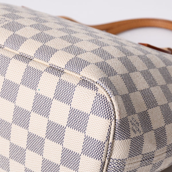 LOUIS VUITTON Tote Bag Neverfull PM N51110 Damier Azur Canvas White Good Condition Used 4a000781
