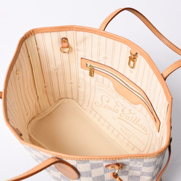 LOUIS VUITTON Tote Bag Neverfull PM N51110 Damier Azur Canvas White Good Condition Used 4a000781