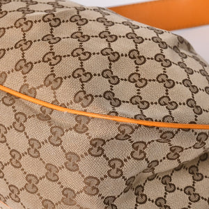 GUCCI Gucci Sookie GG Canvas One Shoulder Bag Beige Orange Leather Hobo Shape Silver Hardware 362726 204991 Good Used 4a002084