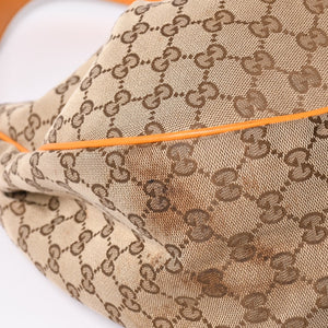 GUCCI Gucci Sookie GG Canvas One Shoulder Bag Beige Orange Leather Hobo Shape Silver Hardware 362726 204991 Good Used 4a002084