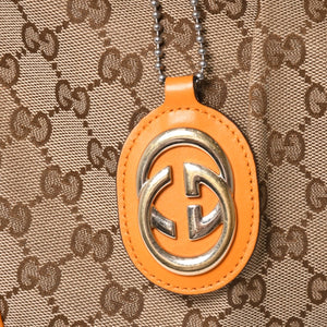 GUCCI Gucci Sookie GG Canvas One Shoulder Bag Beige Orange Leather Hobo Shape Silver Hardware 362726 204991 Good Used 4a002084