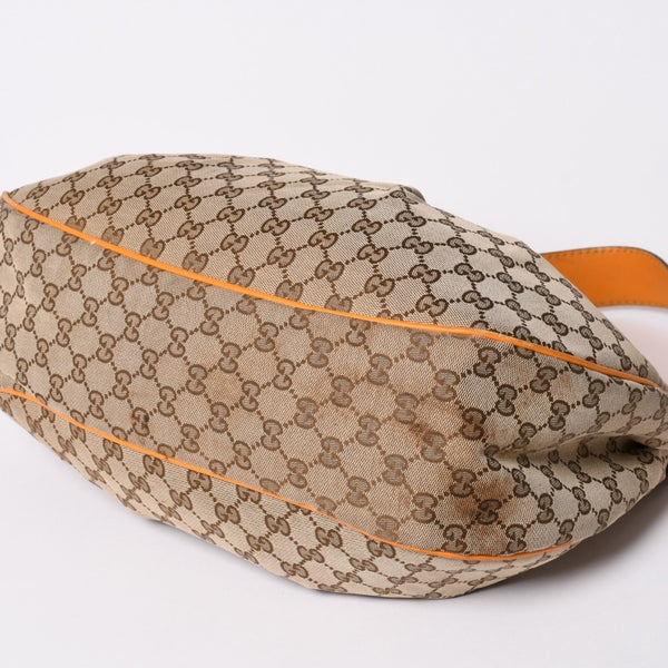 GUCCI Gucci Sookie GG Canvas One Shoulder Bag Beige Orange Leather Hobo Shape Silver Hardware 362726 204991 Good Used 4a002084