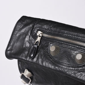 BALENCIAGA バレンシアガ ジャイアント エンベロープ クラッチバック 173082 レザー ブラック シルバー金具 美品 中古 4a000522