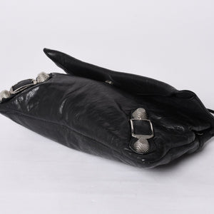 BALENCIAGA バレンシアガ ジャイアント エンベロープ クラッチバック 173082 レザー ブラック シルバー金具 美品 中古 4a000522