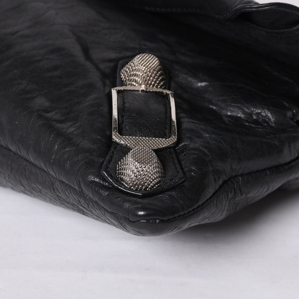 BALENCIAGA バレンシアガ ジャイアント エンベロープ クラッチバック 173082 レザー ブラック シルバー金具 美品 中古 4a000522