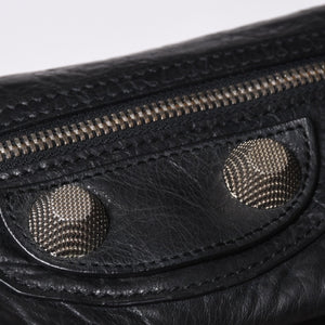 BALENCIAGA バレンシアガ ジャイアント エンベロープ クラッチバック 173082 レザー ブラック シルバー金具 美品 中古 4a000522