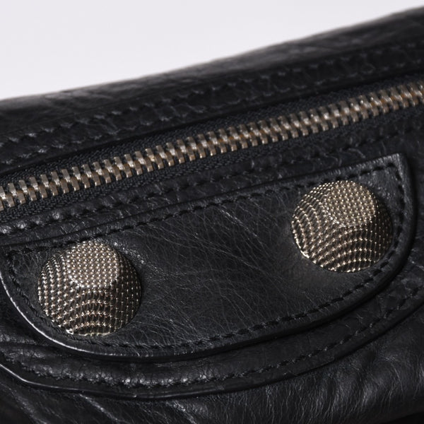 BALENCIAGA バレンシアガ ジャイアント エンベロープ クラッチバック 173082 レザー ブラック シルバー金具 美品 中古 4a000522