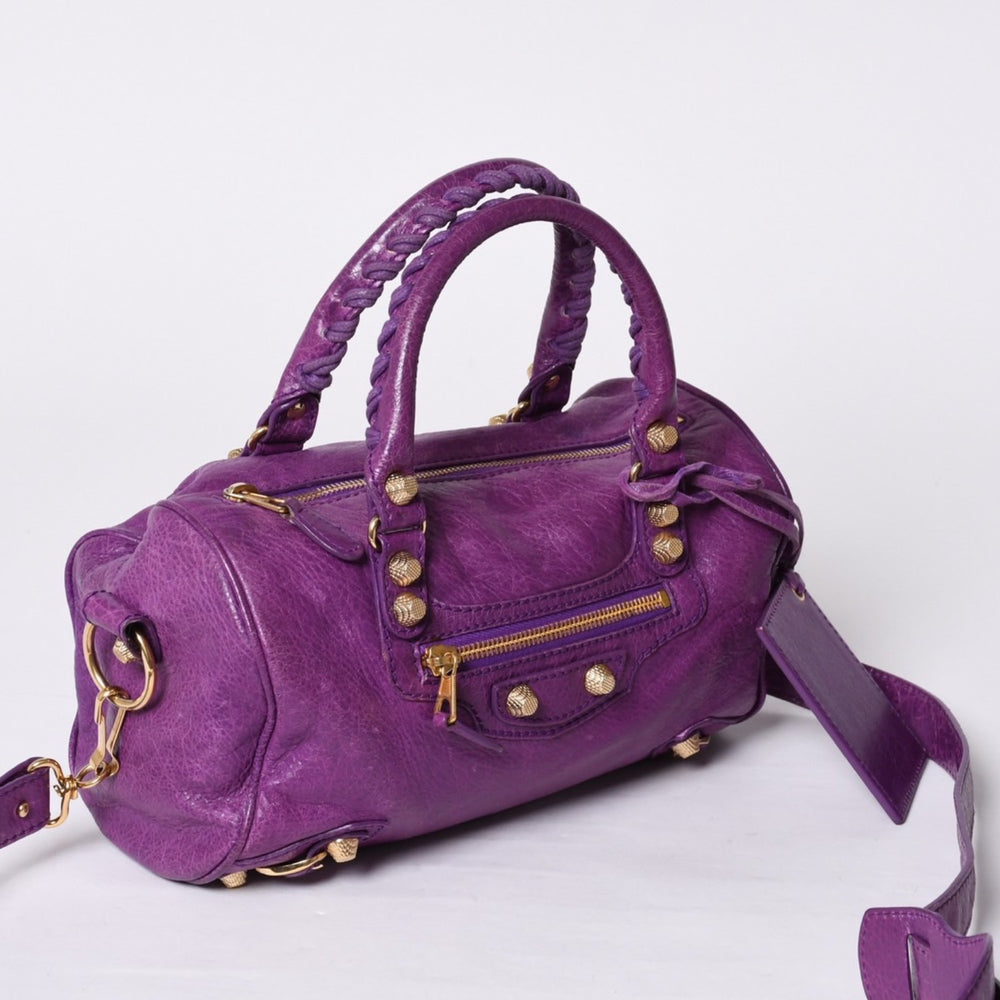 極美品 BALENCIAGA バレンシアガ クラシックミニツィギー 2WAY ハンドバッグ ショルダーバッグ パープル 331684 中古 4a000380