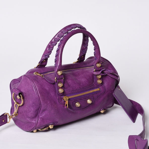 Very Good Condition BALENCIAGA Classic Mini Twiggy 2WAY Handbag Shoulder Bag Purple 331684 Used 4a000380