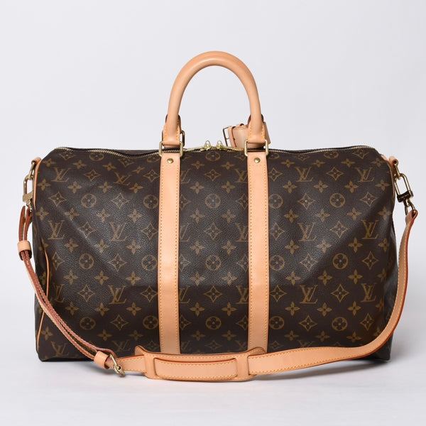 新品同様 LOUIS VUITTON ルイヴィトン キーポル バンドリエール45 ボストンバッグ M41418 モノグラム ブラウン ゴールド金具 中古 4a000667