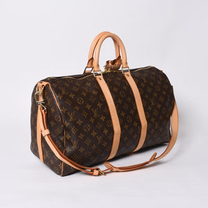 新品同様 LOUIS VUITTON ルイヴィトン キーポル バンドリエール45 ボストンバッグ M41418 モノグラム ブラウン ゴールド金具 中古 4a000667