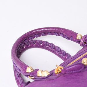 Very Good Condition BALENCIAGA Classic Mini Twiggy 2WAY Handbag Shoulder Bag Purple 331684 Used 4a000380