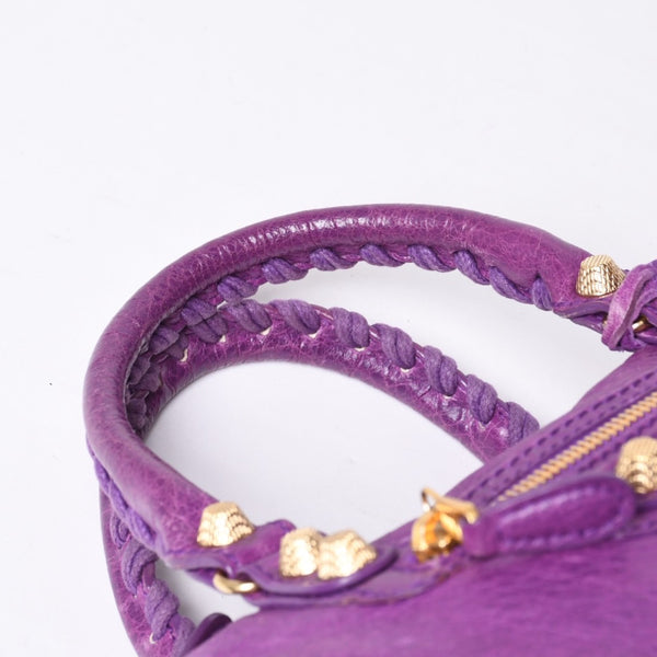 Very Good Condition BALENCIAGA Classic Mini Twiggy 2WAY Handbag Shoulder Bag Purple 331684 Used 4a000380