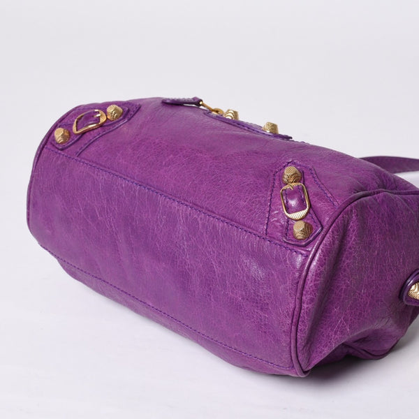 Very Good Condition BALENCIAGA Classic Mini Twiggy 2WAY Handbag Shoulder Bag Purple 331684 Used 4a000380
