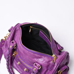 Very Good Condition BALENCIAGA Classic Mini Twiggy 2WAY Handbag Shoulder Bag Purple 331684 Used 4a000380