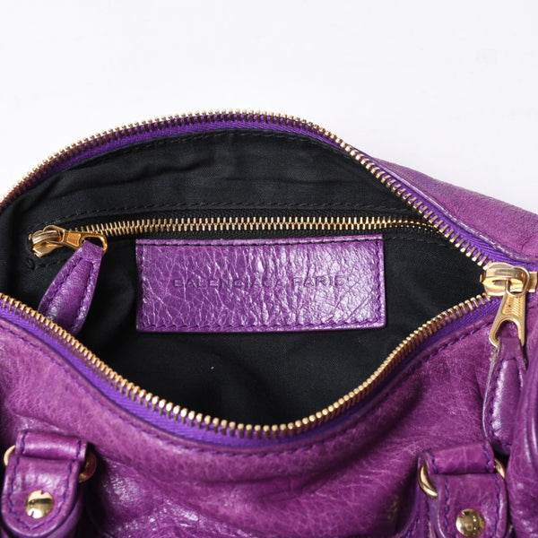 Very Good Condition BALENCIAGA Classic Mini Twiggy 2WAY Handbag Shoulder Bag Purple 331684 Used 4a000380