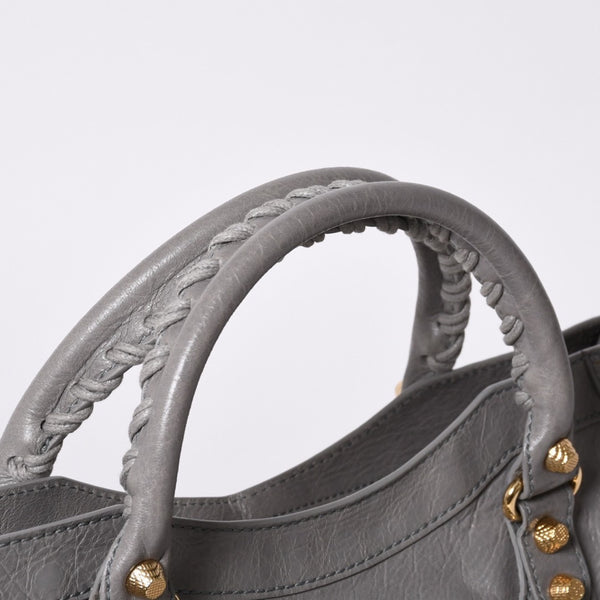 極美品 BALENCIAGA Giant City バレンシアガ ジャイアント シティ 2WAYバッグ 281770 レザー グレー ゴールド金具 中古 4a000614