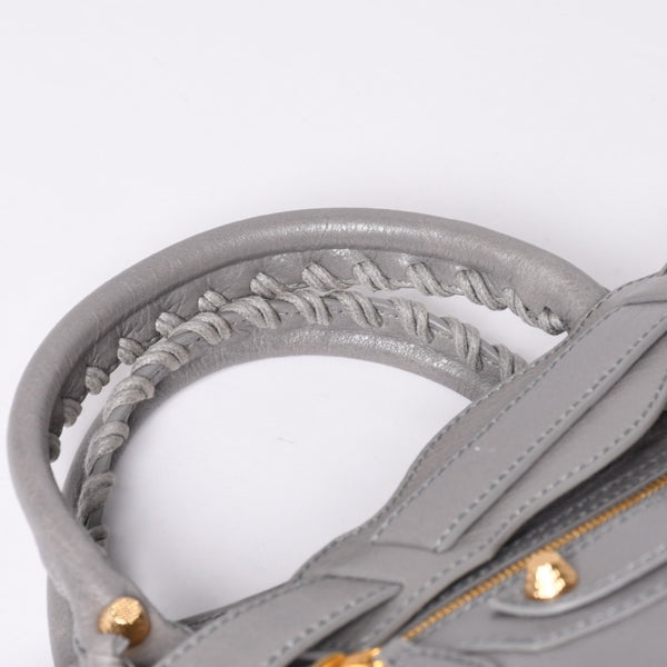 極美品 BALENCIAGA Giant City バレンシアガ ジャイアント シティ 2WAYバッグ 281770 レザー グレー ゴールド金具 中古 4a000614