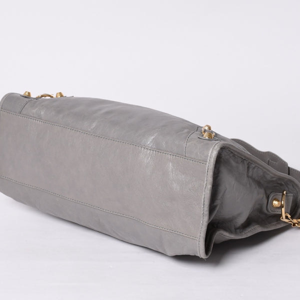 極美品 BALENCIAGA Giant City バレンシアガ ジャイアント シティ 2WAYバッグ 281770 レザー グレー ゴールド金具 中古 4a000614